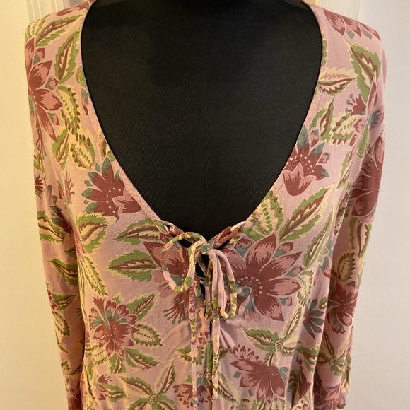 🩶 Faithfull The Brand Pink Floral 3/4 Sleeve Maxi Dress Size 4 - Picture 4 of 7